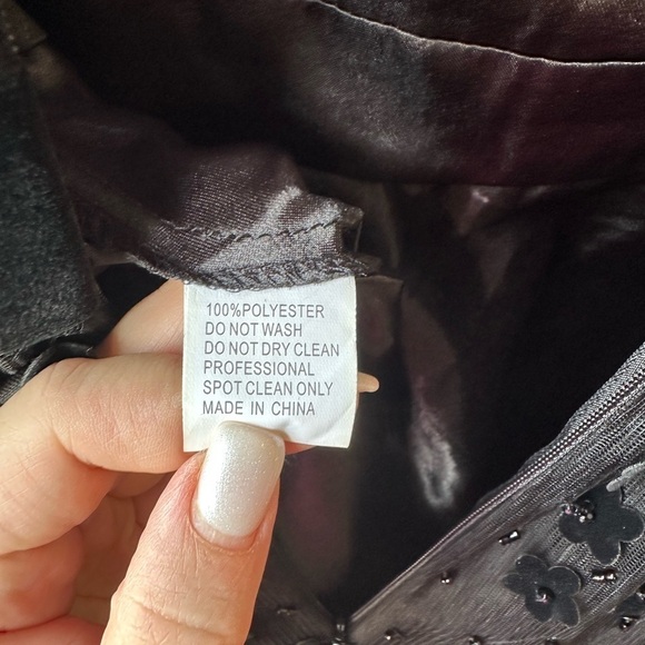 NWOT MAC Duggal EMBELLISHED ILLUSION HIGH NECK LONG SLEEVE FIT & FLARE DRESS - Picture 6 of 8